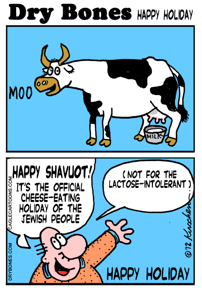 Dry Bones cartoon: Jewish Culure, Holiday, Shavuot, Shuldig,  
