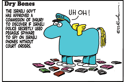 Dry Bones cartoon, Pegasus,spyware, Israel,